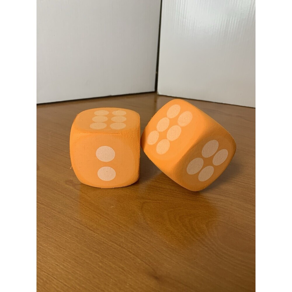 Lot Of 2 Orange/White Heavy Foam  Dice  2”